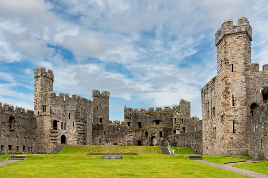 Courtyard of medieval fortress Caernarfon Castle\ |  Focus Photography