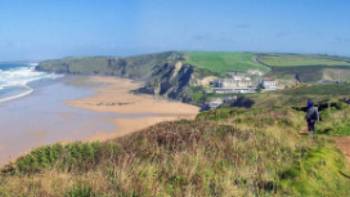 Stunning views over the Atlantic Ocean at Watergate Bay in Cornwall