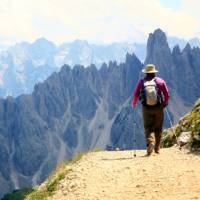 Heading towards the Auronzo Hut in the Dolomites