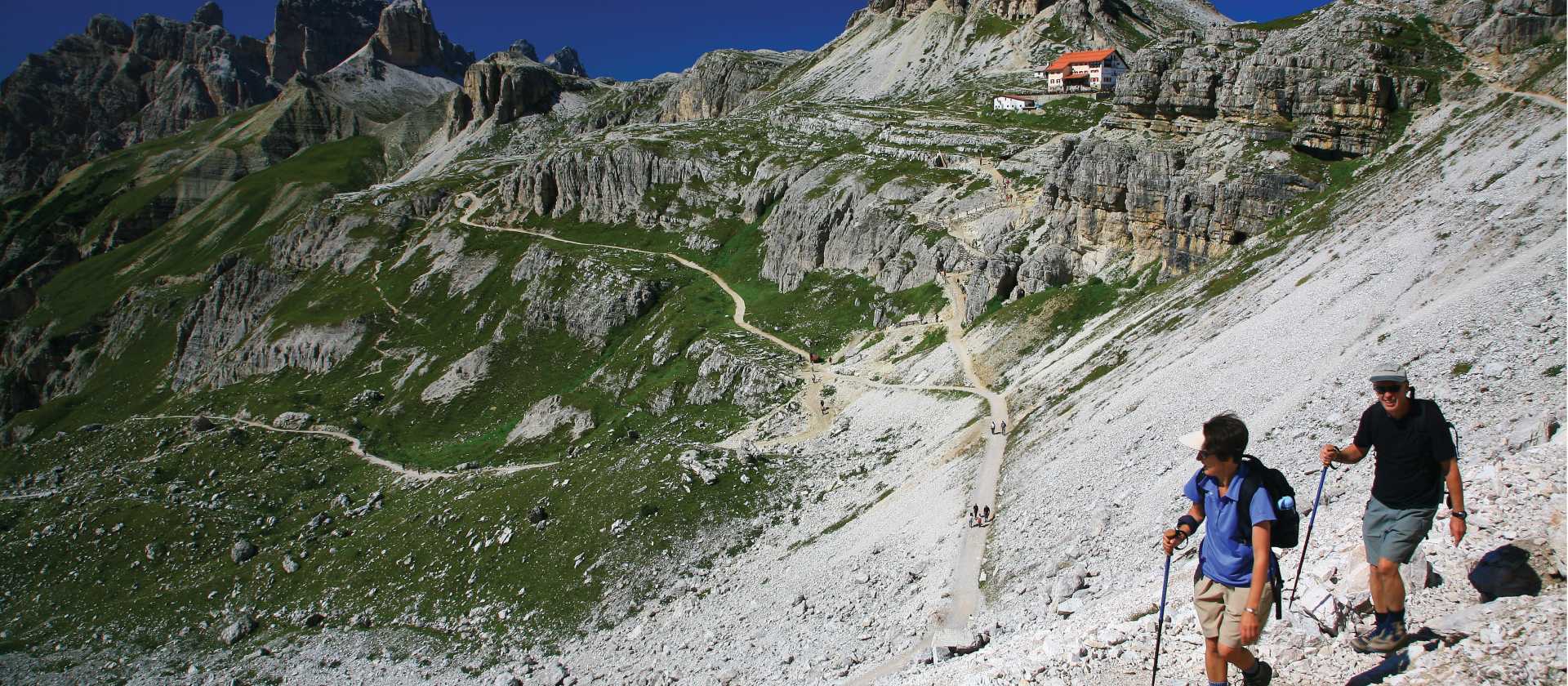 Traversing across the side of Mount Paternkofel