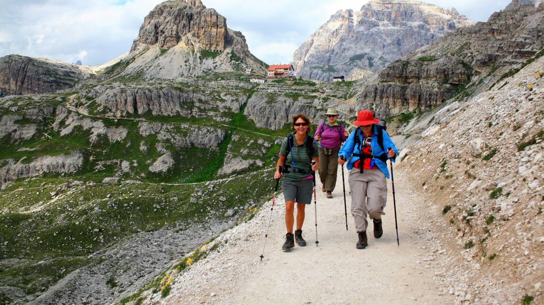 Traversing across the side of Mount Paternkofel, Italy