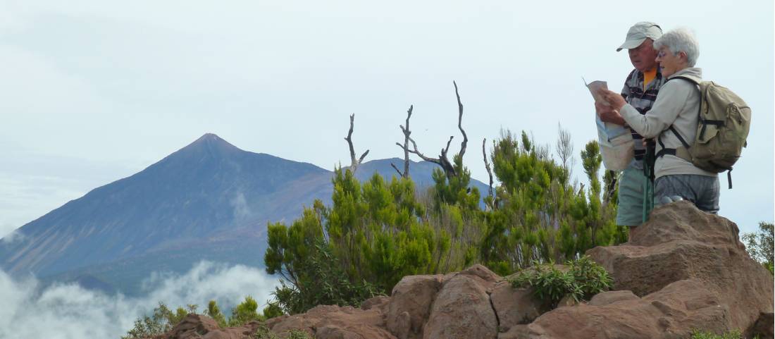 Hikers finding their way in Tenerife, Canary Islands