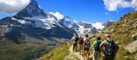 Walking in the Alps with the iconic Matterhorn in the distance