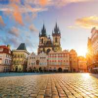Enjoy sunset at the historic Old Town Square in Prague