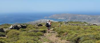 Walking into Gavrio on the Andros Trail