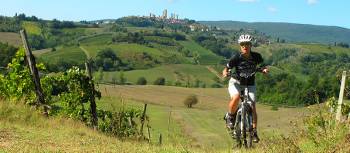 Cycling the Via Francigena near San Gimignano