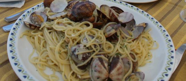 Enjoying fresh pasta in Mazzorbo, Italy