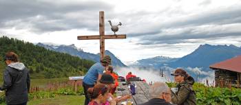 Coffee & Cake break at Alp Bovine with views of the Swiss Alps | Ryan Graham